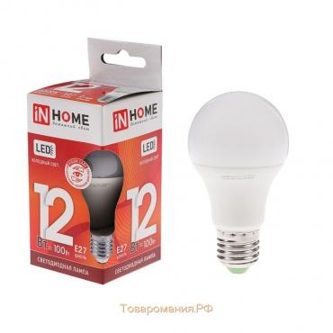 Лампа светодиодная IN HOME LED-A60-VC, Е27, 12 Вт, 230 В, 6500 К, 1140 Лм