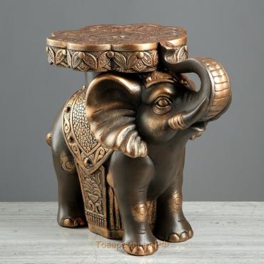 Подставка напольная "Слон", коричнево-золотая, гипс, 35х22х32 см