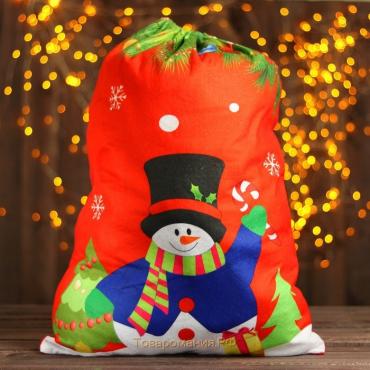 Мешок Деда Мороза «Снеговик», 58×42 см