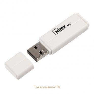 Флешка Mirex LINE WHITE, 4 Гб, USB2.0, чт до 25 Мб/с, зап до 15 Мб/с, белая