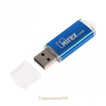 Флешка Mirex UNIT AQUA, 64 Гб, USB2.0, чт до 25 Мб/с, зап до 15 Мб/с, синяя