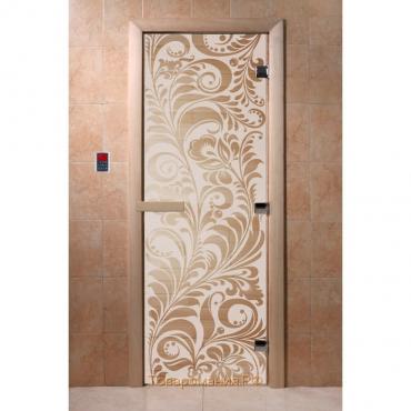 Дверь «Хохлома», размер коробки 190 × 70 см, левая, цвет сатин