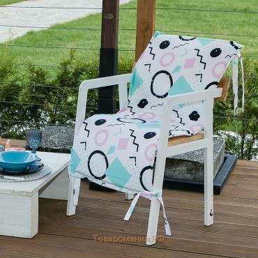 Подушка на уличное кресло «» Квадраты, 50×100+2 см, репс с пропиткой ВМГО, 100% хлопок