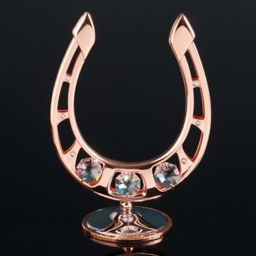 Сувенир с кристаллами Swarovski "Подкова" розовое золото 11,9х8,9 см