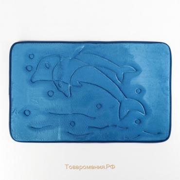 Коврик «Дельфины», 50×80 см, цвет синий