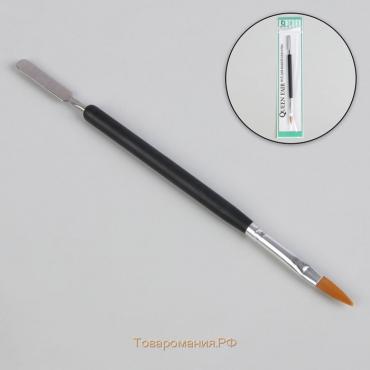 Кисть-шпатель для акрил-геля, лепесток, 21 см, d= 4 × 13 мм, цвет чёрный/серебристый