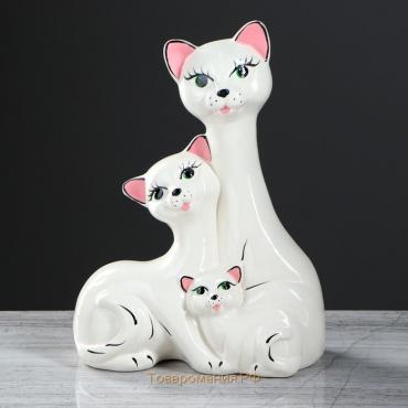 Копилка "Коты семья", покрытие глазурь, белая, 32,5 см