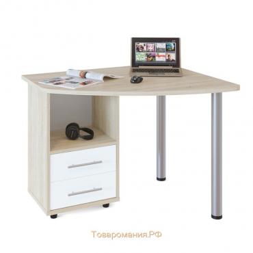 Письменный стол, 1000 × 850 × 750 мм, левый, цвет дуб сонома / белый