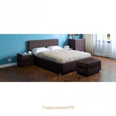 Кровать «Космопорт» без ПМ, 160×200 см, экокожа, цвет горький шоколад