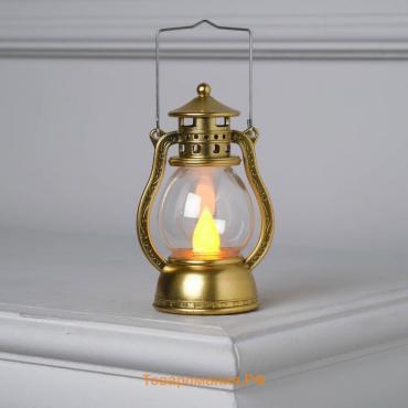 Светодиодная фигура «Золотистый фонарь» 8 × 12 × 6 см, пластик, батарейки AG13х3, свечение тёплое белое