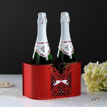 Корзинка для шампанского "Ажурная", бело-красная, 22,5х11х13 см