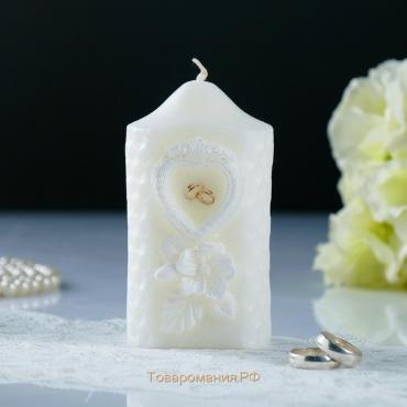 Свеча-цилиндр свадебная "Камея", белая, 6×11 см
