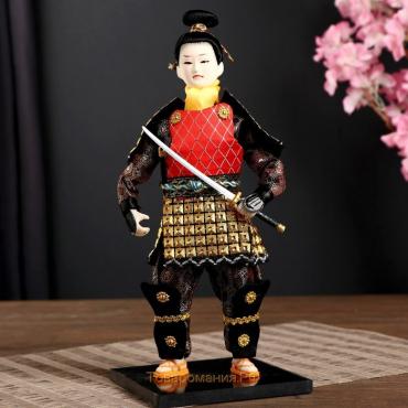 Кукла коллекционная "Китайский гвардеец в золотых доспехах с мечом" 31х12,5х12,5 см