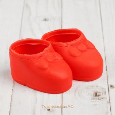 Ботинки для куклы «Бант», длина подошвы: 7,5 см, 1 пара, цвет красный