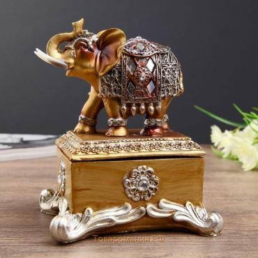 Сувенир полистоун шкатулка "Слон в попоне с зеркалами" 14,3х11,5х10 см