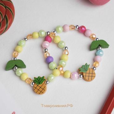 Браслет детский «Выбражулька» ананас с листочками, цвет МИКС