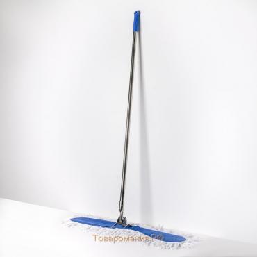 Швабра для мытья пола плоская, стальная ручка 130 см, широкая х/б насадка 86×13 см