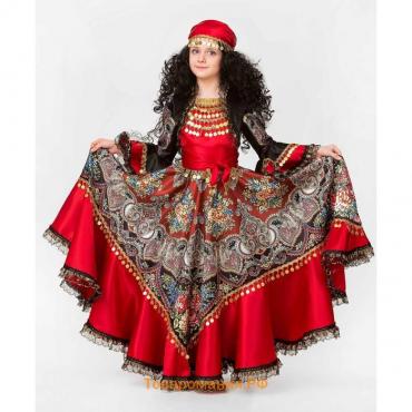 Карнавальный костюм «Цыганка Сэра», текстиль, блузка, юбка, косынка, р. 38, рост 146 см