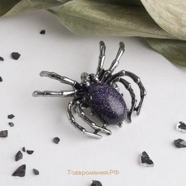 Брошь-подвеска паук малый "Авантюрин синий"