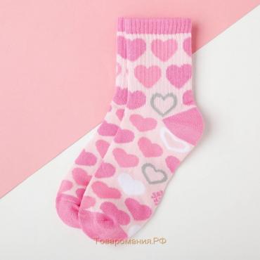 Носки детские KAFTAN «Сердечки», размер 14-16, цвет розовый