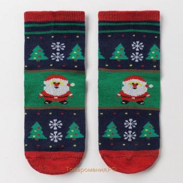 Носки детские «Дед Мороз», цвет зелёный, размер 14 16