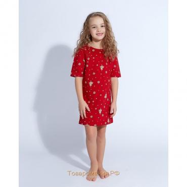 Сорочка для девочки MINAKU "Ёлки", рост 116, цвет красный