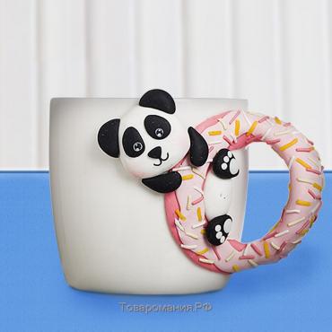 Кружка для декора полимерной глиной «Панда на пончике», 300 мл