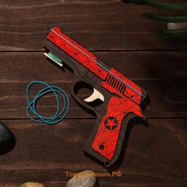 Сувенир деревянный «Резинкострел, красный гранит» + 4 резинки