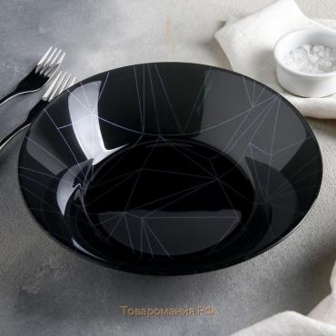 Тарелка глубокая «Линеа Блэк», 800 мл, d=22 см, упрочнённая, цвет чёрный