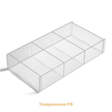 Подставка для презентации, 3 ячейки, 20,3×10,2×3,8 см, оргстекло 2 мм, В ЗАЩИТНОЙ ПЛЁНКЕ