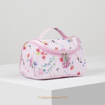 Косметичка-сумка, отдел на молнии, зеркало, цвет розовый