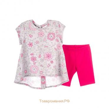 Комплект: туника и леггинсы, рост 98-104 см, цвет серо-розовый