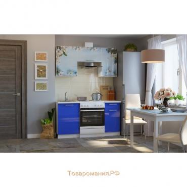Кухонный гарнитур ЭКО 1500 мм, столешница под мойку 500 мм, цвет эко-4 цветки вишни/синий