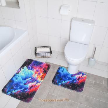 Набор ковриков для ванны и туалета «Всплеск», 2 шт: 40×50, 50×80 см