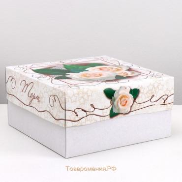 Кондитерская упаковка для торта, "Белые розы", 29,5 х 29,5 х 15 см