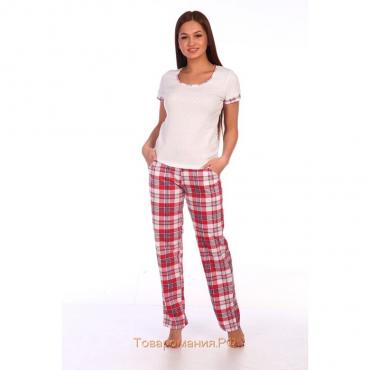Костюм женский (футболка, брюки) «Аделина», цвет белый/красный, размер 44