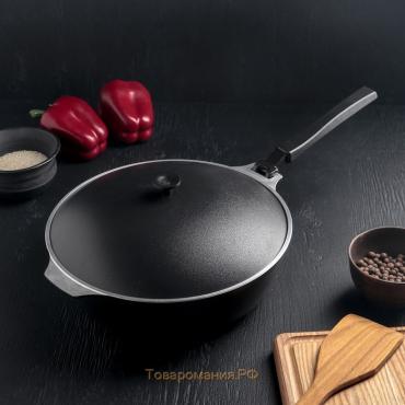 Сковорода-сотейник 26×7,5см с декоративным покрытием, цвет чёрный