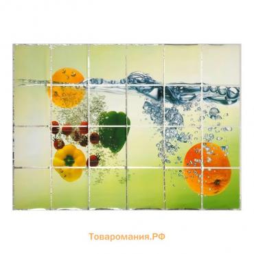 Наклейка на кафельную плитку "Овощи и фрукты в воде" 90х60 см
