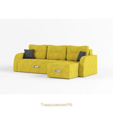 Угловой диван «Нью-Йорк 3», угол правый, пантограф, велюр, цвет селфи 08, подушки селфи 07