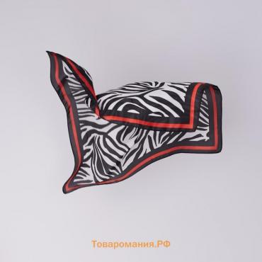 Платок женский  "Зебра", размер 70*70 см, цвет красно-черный