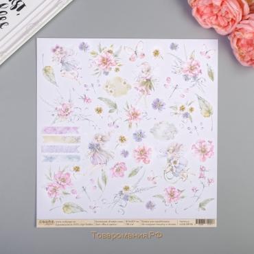 Бумага для скрапбукинга  "Феи и цветы "В мире снов" 30.5х30.5 см, 190 гр/м2