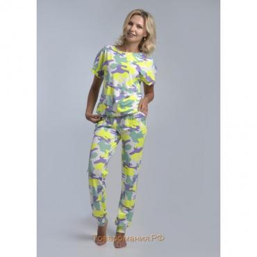 Комплект женский (футболка, брюки) «ДИАНА», цвет салатовый, размер 46