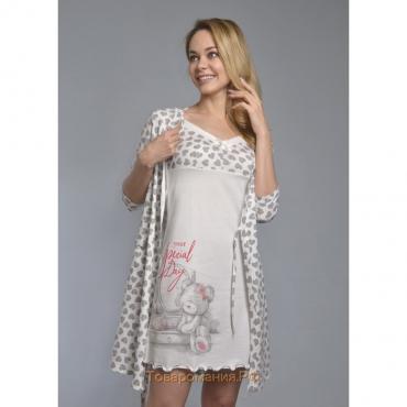 Комплект женский (сорочка, халат) «ТЕДДИ», цвет молоко, размер 42