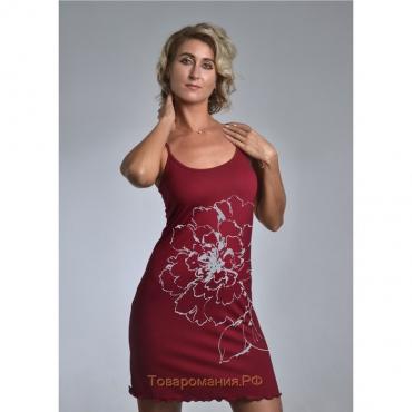 Сорочка женская «Пионы», цвет бордо микс, размер 56