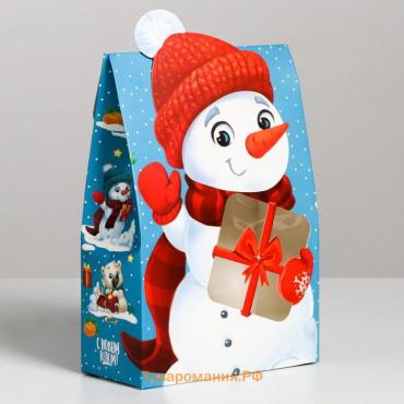 Коробка складная «Снеговик», 15 х 7 х 22 см, Новый год