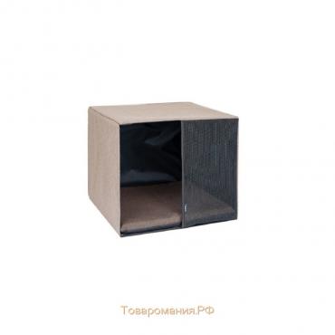 Домик складной "Кубик" с жёстким каркасом, 49 х 39 х 42.5 см, рогожка, бежево-серый