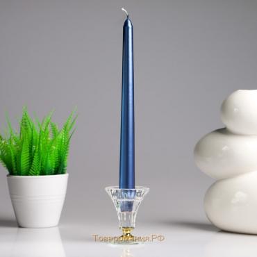 Свеча античная, 2,3х 25  см, лакированная  , синий металлик