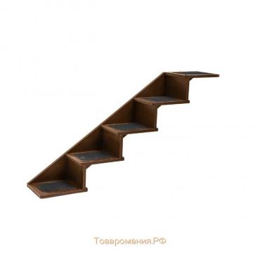 Настенная лестница "Ямакаси" классик, 5 ступеней, ковролин, 80 х 13,3 х 10,1 см, тёмный орех   48257