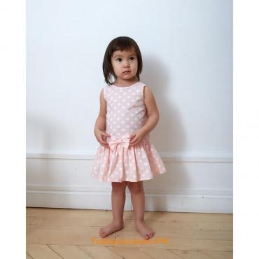 Платье-боди для девочки MINAKU: cotton collection цвет розовый/белый, рост 74
