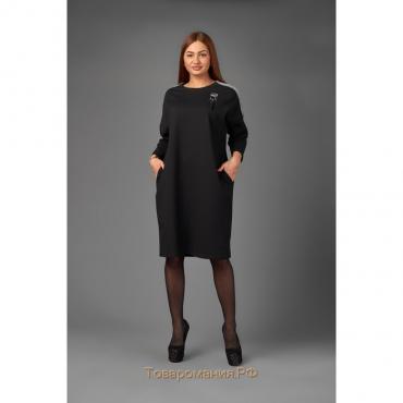Платье женское, цвет черный, размер 48